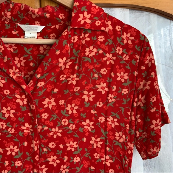 Christopher & Banks Dress size 4, Flower Print Red - Picture 16 of 17